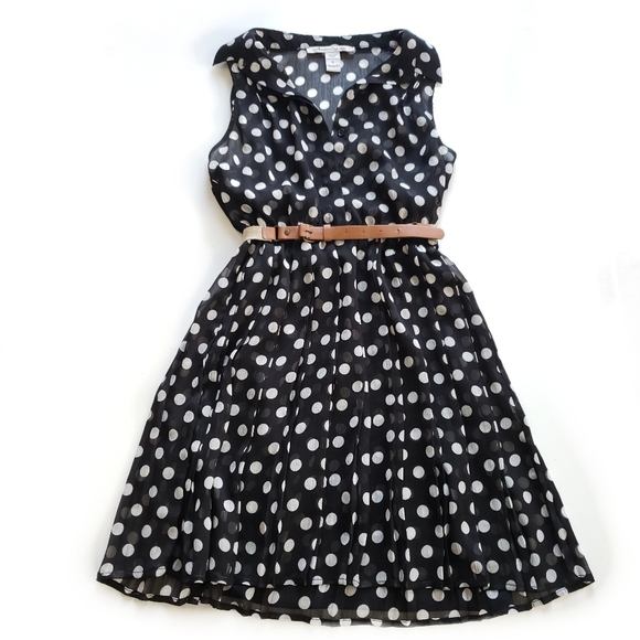 American Rag Polka Dot Collared Dress Black - Picture 8 of 12